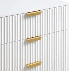 Richmond Ridged Wide Chest Of 6 Drawers, Matte White -Best Furniture Shop BSD 107 WHITE detail1