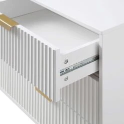 Richmond Ridged Wide Chest Of 6 Drawers, Matte White -Best Furniture Shop BSD 107 WHITE detail2