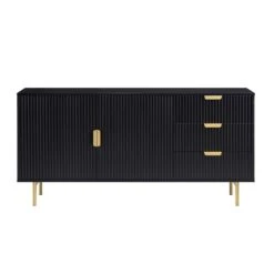Richmond Ridged Large Sideboard, Matte Black -Best Furniture Shop BSD 108 BLACK WB1