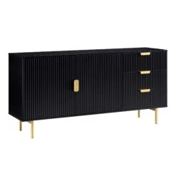 Richmond Ridged Large Sideboard, Matte Black -Best Furniture Shop BSD 108 BLACK WB2