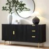 Richmond Ridged Large Sideboard, Matte Black