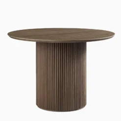 Maru Round Oak Pedestal Dining Table, Silver Oak -Best Furniture Shop BSD 134 SILK WB1