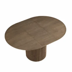 Maru Round 4-6 Seater Extending Oak Pedestal Dining Table, Silver Oak -Best Furniture Shop BSD 135 SILK GIF