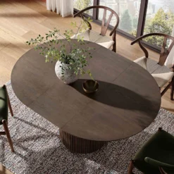 Maru Round 4-6 Seater Extending Oak Pedestal Dining Table, Silver Oak -Best Furniture Shop BSD 135 SILK scene2