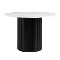 Maru Ceramic Top Black Pedestal Round Dining Table -Best Furniture Shop BSD 137 BLACK WB1