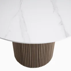 Maru Ceramic Top Silver Oak Pedestal Round Dining Table -Best Furniture Shop BSD 137 SILK detail1