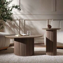 Maru Oak Round Side Table, Silver Oak 11 Maru Oak Round Side Table, Silver Oak -Best Furniture Shop BSD 138 139 group