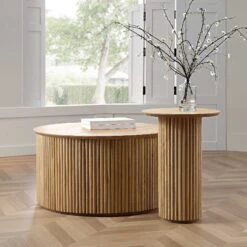 Maru Oak Round Coffee Table With Storage, Oak 17 Maru Oak Round Coffee Table With Storage, Oak -Best Furniture Shop BSD 139 140 OAK groupscene 36e54cef 2fc2 4429 b1a4 46ebae7d847d