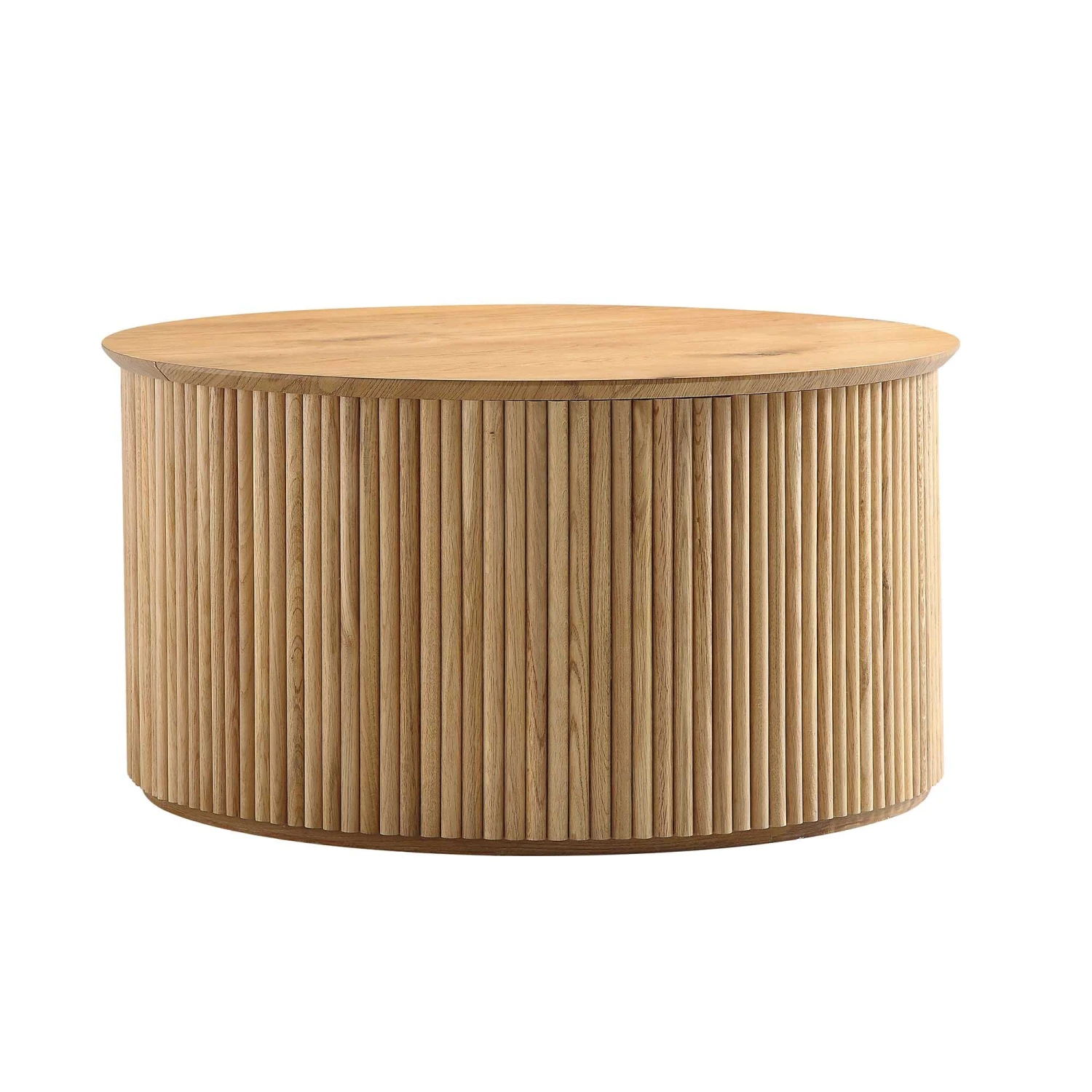 Maru Oak Round Coffee Table With Storage, Oak 5 Maru Oak Round Coffee Table With Storage, Oak - Image 5