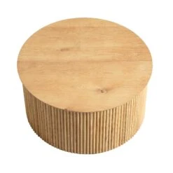 Maru Oak Round Coffee Table With Storage, Oak 21 Maru Oak Round Coffee Table With Storage, Oak -Best Furniture Shop BSD 140 OAK WB2