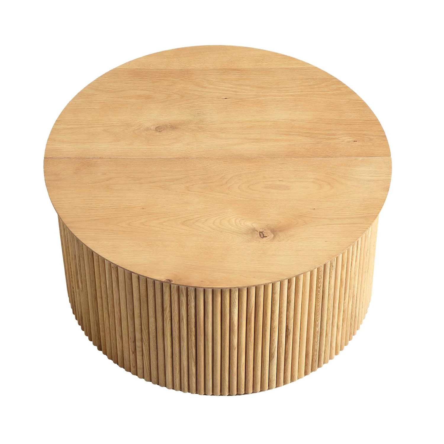 Maru Oak Round Coffee Table With Storage, Oak 8 Maru Oak Round Coffee Table With Storage, Oak - Image 8