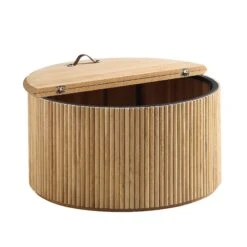 Maru Oak Round Coffee Table With Storage, Oak 20 Maru Oak Round Coffee Table With Storage, Oak -Best Furniture Shop BSD 140 OAK WB3