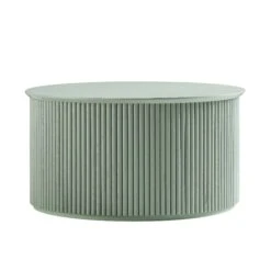 Maru Oak Round Coffee Table With Storage, Sage Green -Best Furniture Shop BSD 140 SAGE WB1