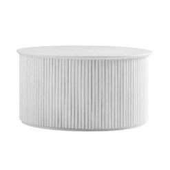 Maru Oak Round Coffee Table With Storage, Washed White -Best Furniture Shop BSD 140 WHITE WB1