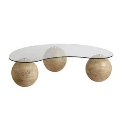 Sveti Curved Glass Coffee Table, Natural -Best Furniture Shop BSD 142 OAK WB1