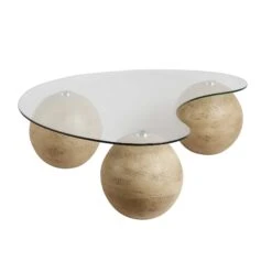 Sveti Curved Glass Coffee Table, Natural -Best Furniture Shop BSD 142 OAK WB2