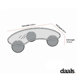 Sveti Curved Glass Coffee Table, Natural -Best Furniture Shop BSD 142 dimension
