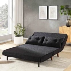 Algo Sofabed With Cushions In Charcoal Teddy Fabric 2 Seater 17 Algo Sofabed With Cushions In Charcoal Teddy Fabric 2 Seater -Best Furniture Shop D021B CHARCOAL TEDDY scene2
