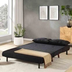Algo Sofabed With Cushions In Charcoal Teddy Fabric 2 Seater 18 Algo Sofabed With Cushions In Charcoal Teddy Fabric 2 Seater -Best Furniture Shop D021B CHARCOAL TEDDY scene3
