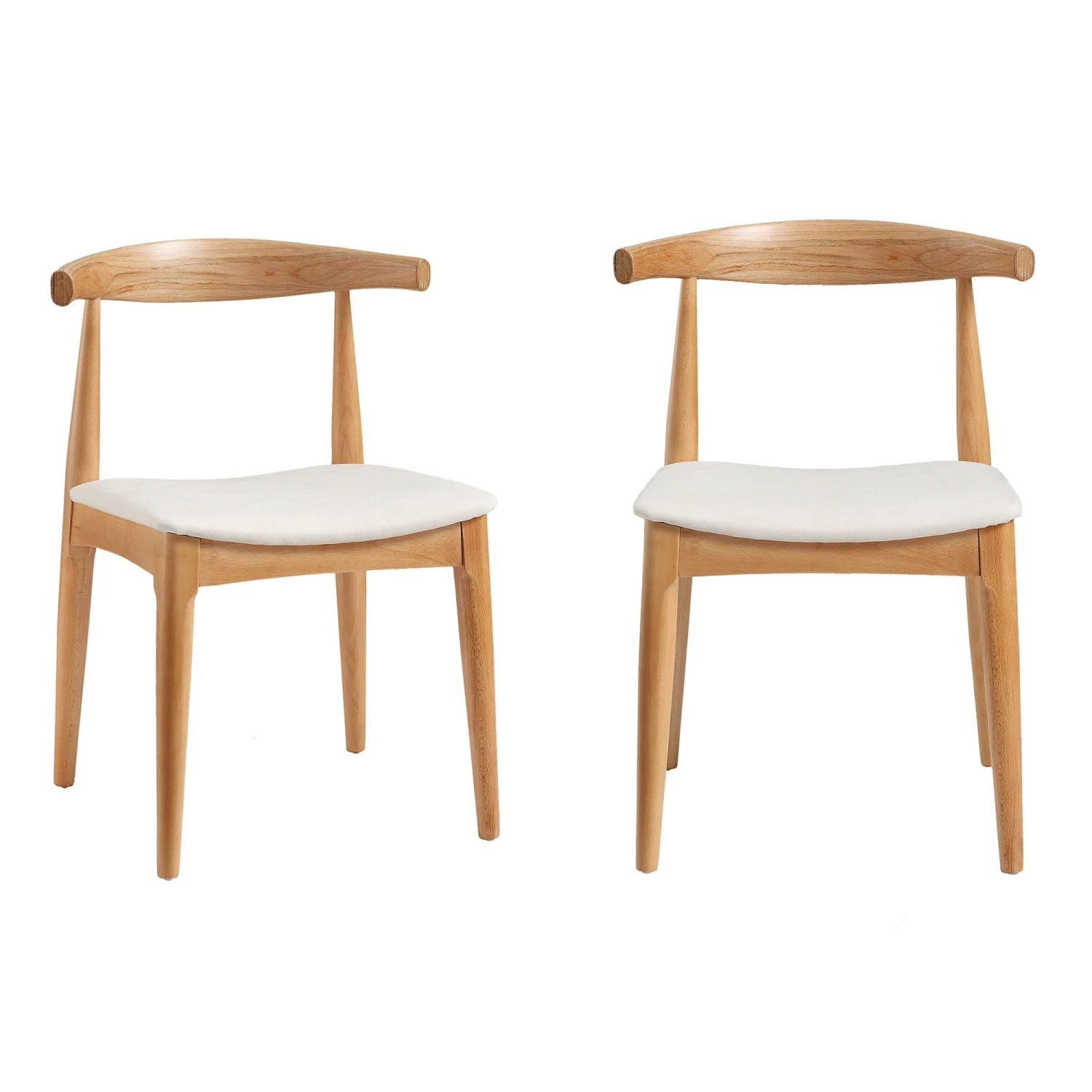 Arley Set Of 2 Beech Wood Dining Chairs, Natural And Beige 2 Arley Set Of 2 Beech Wood Dining Chairs, Natural And Beige - Image 2