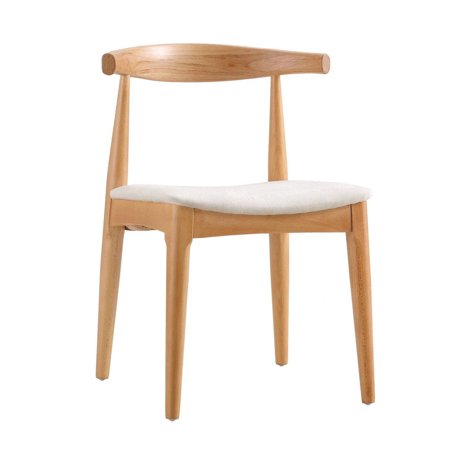 Arley Set Of 2 Beech Wood Dining Chairs, Natural And Beige 5 Arley Set Of 2 Beech Wood Dining Chairs, Natural And Beige - Image 5