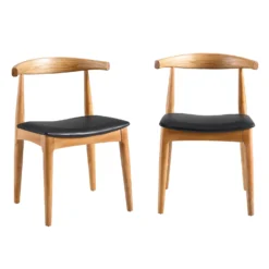 Arley Set Of 2 Beech Wood Dining Chairs, Natural And Black -Best Furniture Shop DCH 007 NAT BLACKPU 2P WB1