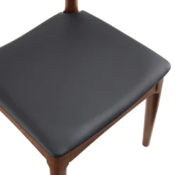 Arley Set Of 2 Beech Wood Dining Chairs, Walnut And Black 22 Arley Set Of 2 Beech Wood Dining Chairs, Walnut And Black -Best Furniture Shop DCH 007 WALNUT BLACKPU 2P detail2