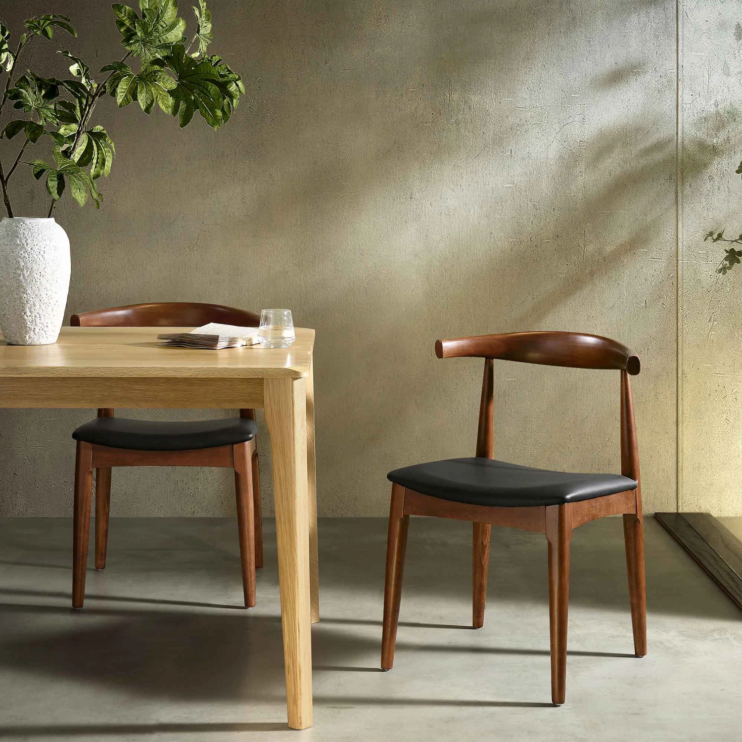 Arley Set Of 2 Beech Wood Dining Chairs, Walnut And Black 2 Arley Set Of 2 Beech Wood Dining Chairs, Walnut And Black - Image 2