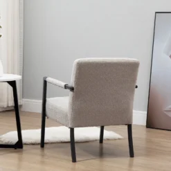 Hatton Steel Frame Boucle Accent Chair (Grey) 16 Hatton Steel Frame Boucle Accent Chair (Grey) -Best Furniture Shop DCH 1064A LGREY BOUCLE 3