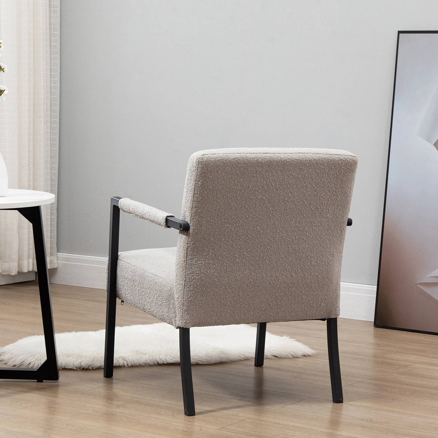 Hatton Steel Frame Boucle Accent Chair (Grey) 4 Hatton Steel Frame Boucle Accent Chair (Grey) - Image 4