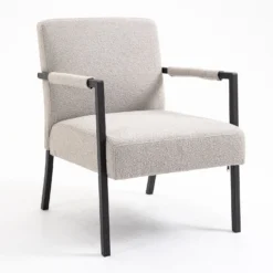 Hatton Steel Frame Boucle Accent Chair (Grey) 18 Hatton Steel Frame Boucle Accent Chair (Grey) -Best Furniture Shop DCH 1064A LGREY BOUCLE 5