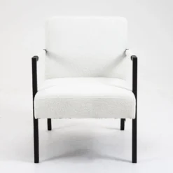 Hatton Steel Frame Boucle Accent Chair (White) -Best Furniture Shop DCH 1064A WHITE BOUCLE 6
