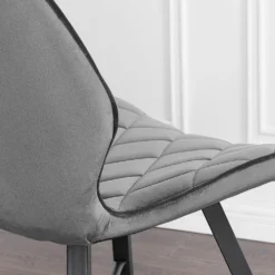 Set Of 2 Ampney Velvet Diamond Stitch Dining Chairs With Metal Legs (Dark Grey Velvet) -Best Furniture Shop DCH 2097 GREY VEL 2P 1