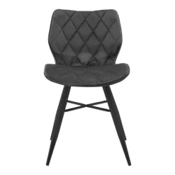 Set Of 2 Ampney Velvet Diamond Stitch Dining Chairs With Metal Legs (Dark Grey Velvet) -Best Furniture Shop DCH 2097 GREY VEL 2P 2
