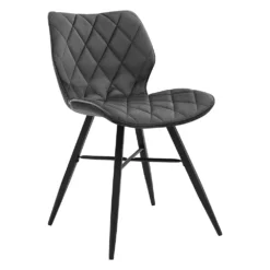 Set Of 2 Ampney Velvet Diamond Stitch Dining Chairs With Metal Legs (Dark Grey Velvet) -Best Furniture Shop DCH 2097 GREY VEL 2P 3