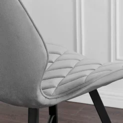 Set Of 2 Ampney Diamond Stitch Light Grey Velvet Dining Chair Set Of 2 With Metal Legs -Best Furniture Shop DCH 2097 LIGHTGREY VEL 2P 2