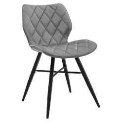 Set Of 2 Ampney Diamond Stitch Light Grey Velvet Dining Chair Set Of 2 With Metal Legs -Best Furniture Shop DCH 2097 LIGHTGREY VEL 2P 3