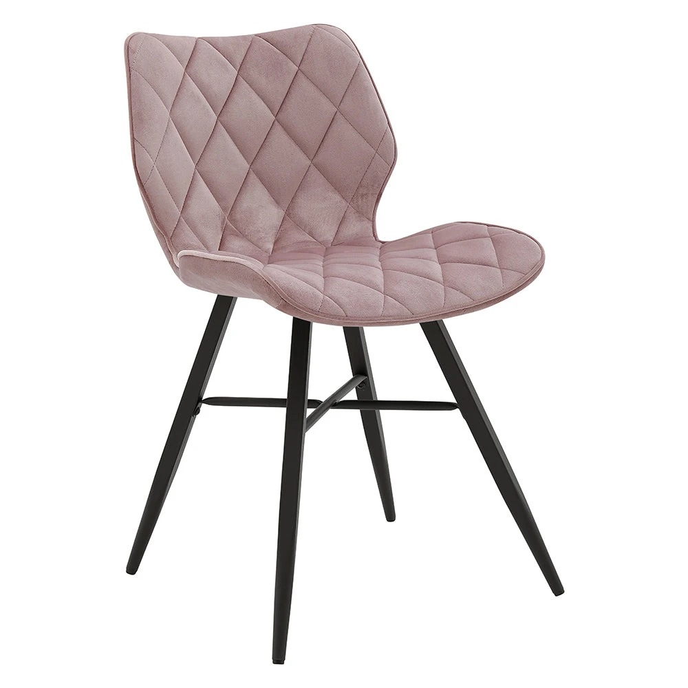 Set Of 2 Ampney Velvet Diamond Stitch Dining Chairs With Metal Legs (Dusty Pink Velvet) 2 Set Of 2 Ampney Velvet Diamond Stitch Dining Chairs With Metal Legs (Dusty Pink Velvet) - Image 2