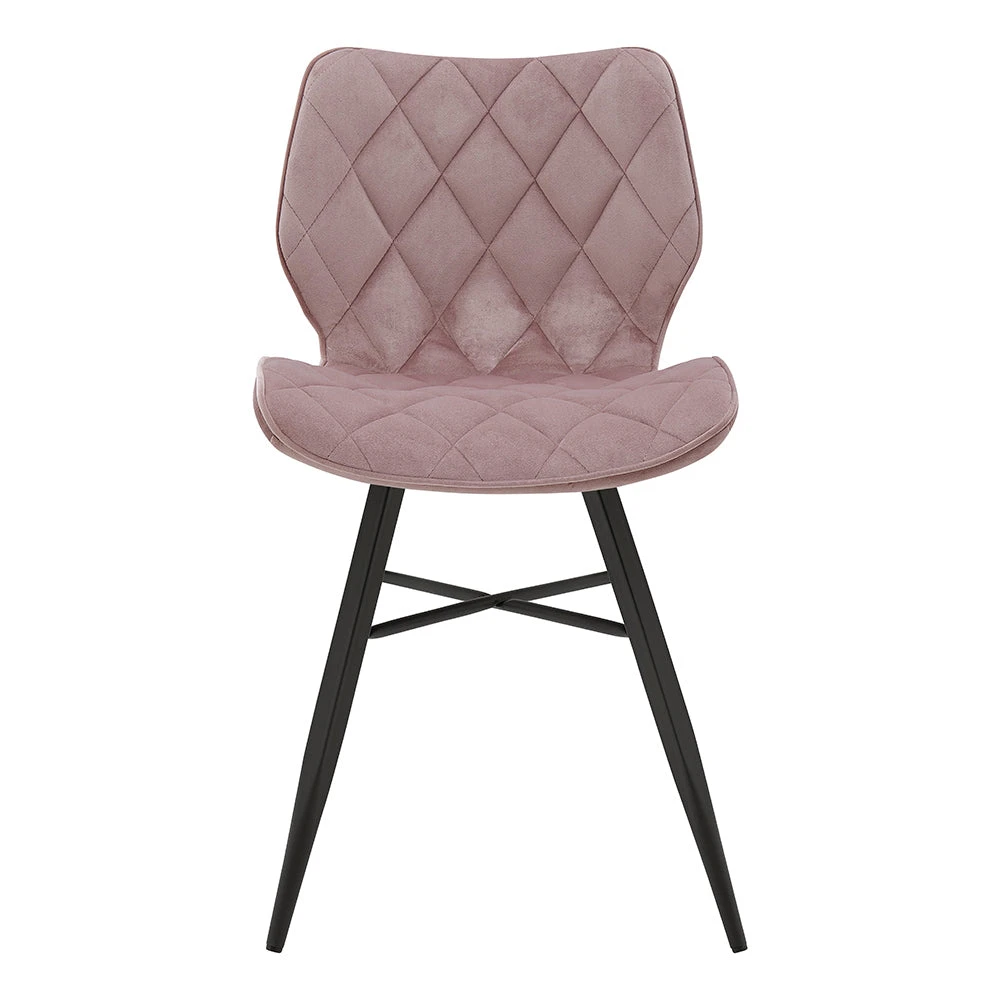 Set Of 2 Ampney Velvet Diamond Stitch Dining Chairs With Metal Legs (Dusty Pink Velvet) 3 Set Of 2 Ampney Velvet Diamond Stitch Dining Chairs With Metal Legs (Dusty Pink Velvet) - Image 3