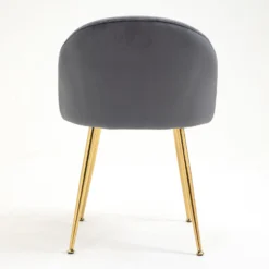Milverton Pair Of 2 Velvet Dining Chairs With Golden Chrome Legs (Grey) -Best Furniture Shop DCH 2113 GREY VEL 2P 5