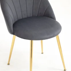 Milverton Pair Of 2 Velvet Dining Chairs With Golden Chrome Legs (Grey) -Best Furniture Shop DCH 2113 GREY VEL 2P detail2