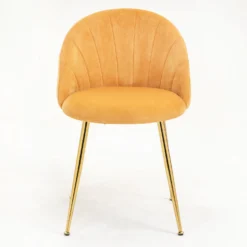 Milverton Pair Of 2 Velvet Dining Chairs With Golden Chrome Legs (Mustard) -Best Furniture Shop DCH 2113 MUSTARD VEL 2P 3