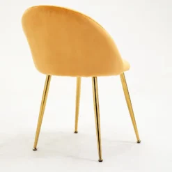 Milverton Pair Of 2 Velvet Dining Chairs With Golden Chrome Legs (Mustard) -Best Furniture Shop DCH 2113 MUSTARD VEL 2P 4