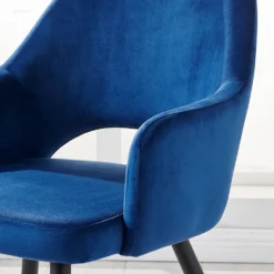 Belvoir Velvet Dining Chair With Metal Legs (Blue Velvet) -Best Furniture Shop DCH 2117 BLUE VEL detail1