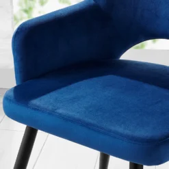 Belvoir Velvet Dining Chair With Metal Legs (Blue Velvet) -Best Furniture Shop DCH 2117 BLUE VEL detail2