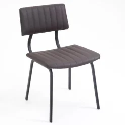 Charlecote Set Of 2 Fluted Dining Chairs (Dark Brown PU) -Best Furniture Shop DCH 2118 DARKBROWN PU 2P 2