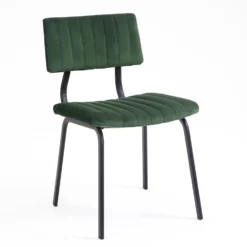 Charlecote Set Of 2 Fluted Dining Chairs (Dark Green Velvet) 16 Charlecote Set Of 2 Fluted Dining Chairs (Dark Green Velvet) -Best Furniture Shop DCH 2118 DARKGREEN VEL 2P 2