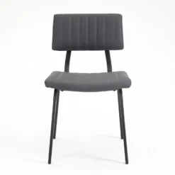 Charlecote Set Of 2 Fluted Dining Chairs (Dark Grey PU) -Best Furniture Shop DCH 2118 DARKGREY PU 2P 3