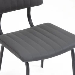 Charlecote Set Of 2 Fluted Dining Chairs (Dark Grey PU) -Best Furniture Shop DCH 2118 DARKGREY PU 2P 7