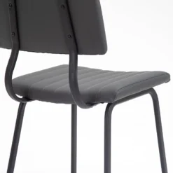 Charlecote Set Of 2 Fluted Dining Chairs (Dark Grey PU) -Best Furniture Shop DCH 2118 DARKGREY PU 2P detail3